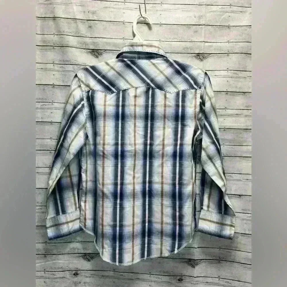 Boys Wrangler Button Down Dress Shirt size 7-8 A0031